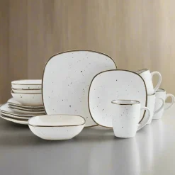 Decker White 16 Piece Dinnerware Set, Service for 4
