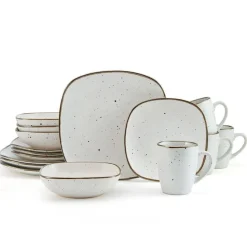 Decker White 16 Piece Dinnerware Set, Service for 4