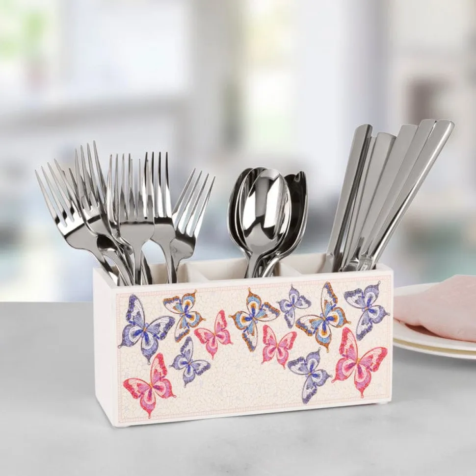 Dolly Parton Mosaic Butterfly Utensil Flatware Caddy