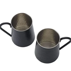 Drew and Jonathan Hammered Black Set of 2 Beer Mugs