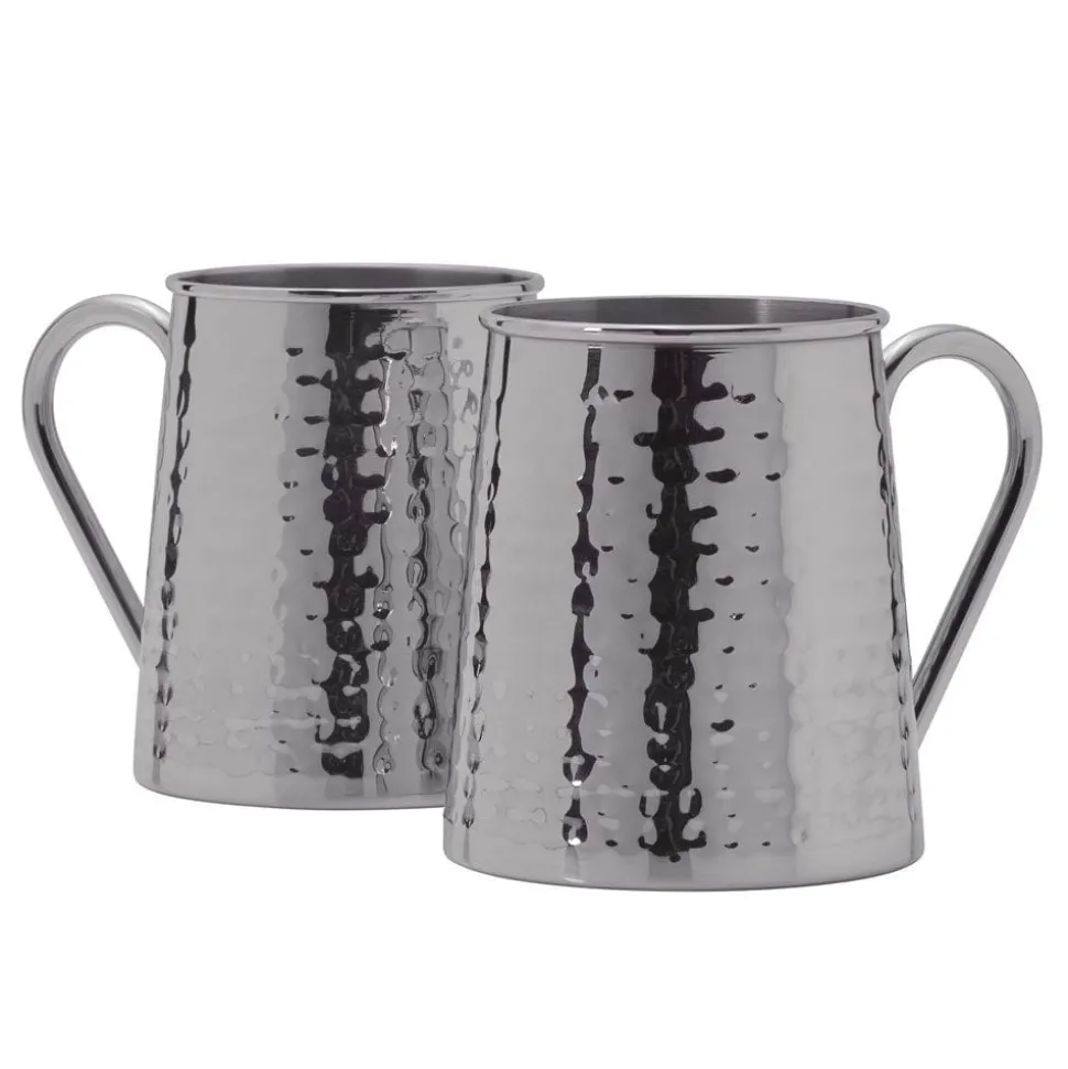 Drew and Jonathan Stainless Hammered Set of 2 Beer Mugs