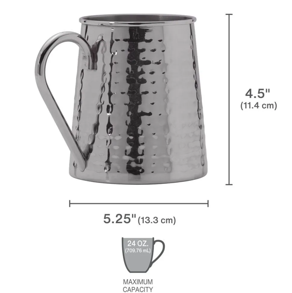 Drew and Jonathan Stainless Hammered Set of 2 Beer Mugs