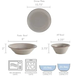 Easton 12 Piece Dinnerware Set, Service for 4