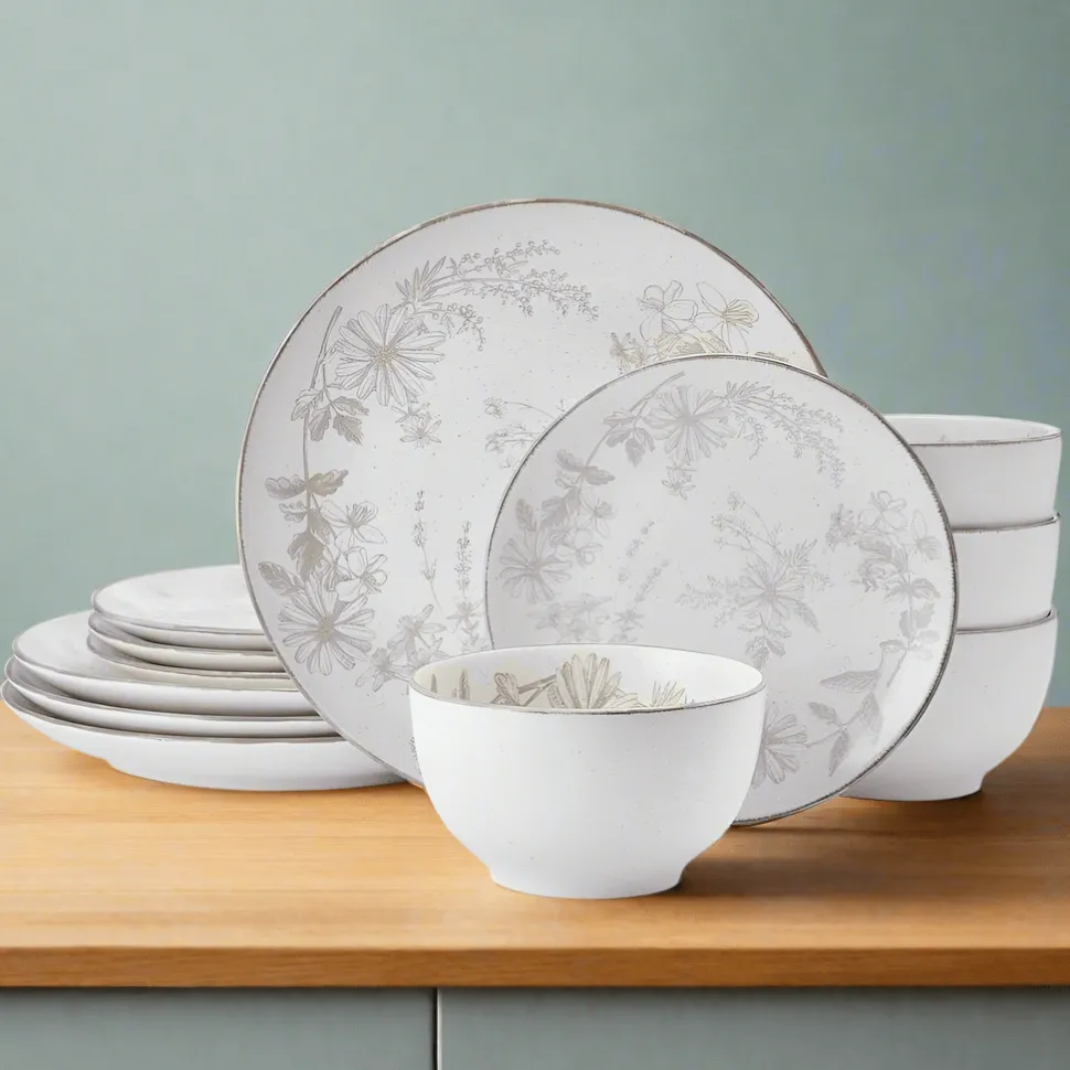 Enchanted Bloom 12 Piece Dinnerware Set, Service for 4
