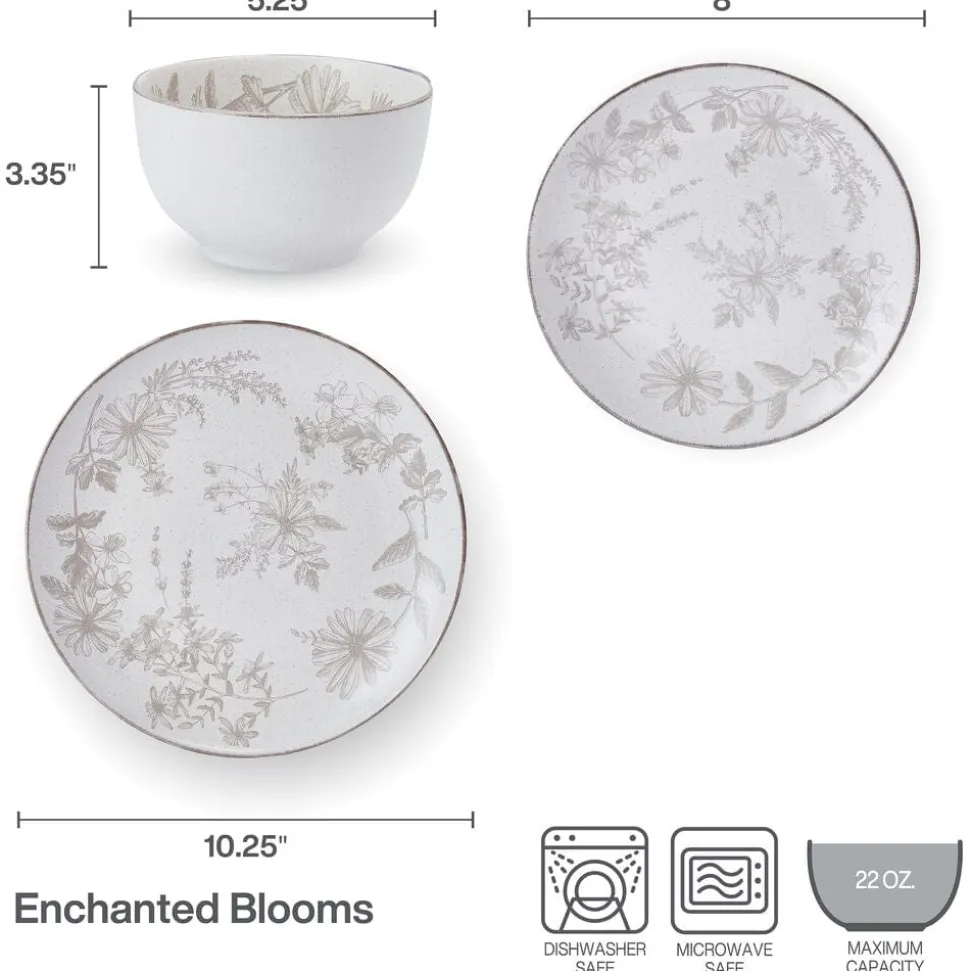 Enchanted Bloom 12 Piece Dinnerware Set, Service for 4