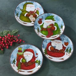 Evergreen Ernie Set of 4 Santa Salad Plates