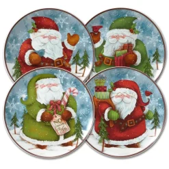 Evergreen Ernie Set of 4 Santa Salad Plates