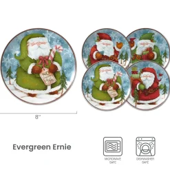 Evergreen Ernie Set of 4 Santa Salad Plates