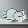 Ezra Blue 16 Piece Dinnerware Set, Service for 4