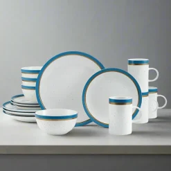 Ezra Blue 16 Piece Dinnerware Set, Service for 4