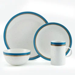 Ezra Blue 16 Piece Dinnerware Set, Service for 4