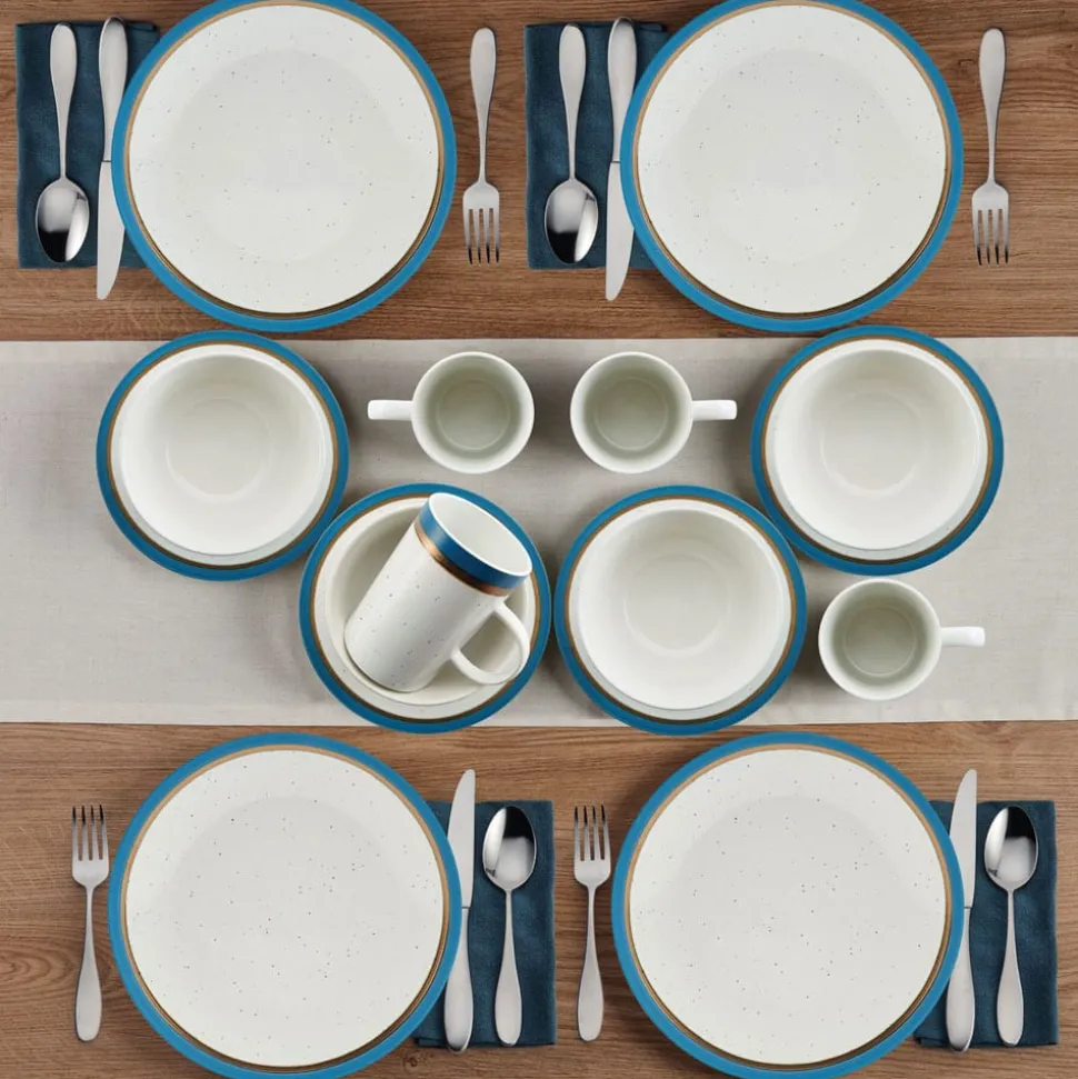 Ezra Blue 16 Piece Dinnerware Set, Service for 4