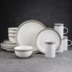 Ezra Grey 16 Piece Dinnerware Set, Service for 4