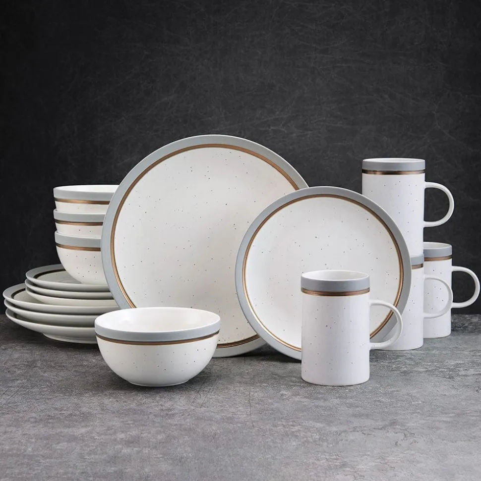 Ezra Grey 16 Piece Dinnerware Set, Service for 4