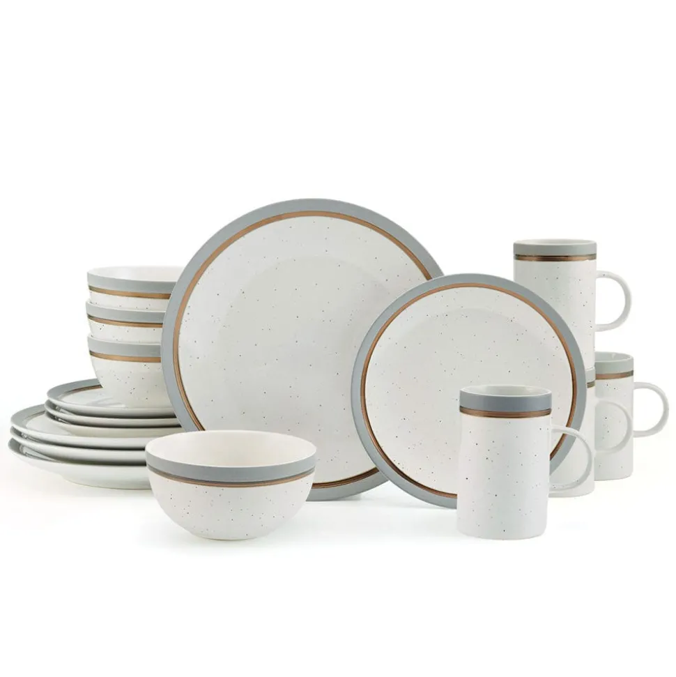 Ezra Grey 16 Piece Dinnerware Set, Service for 4