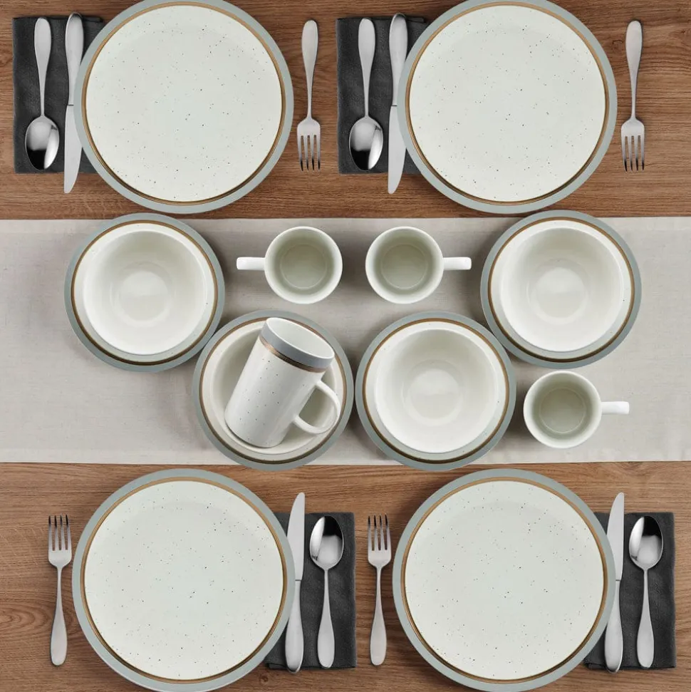 Ezra Grey 16 Piece Dinnerware Set, Service for 4