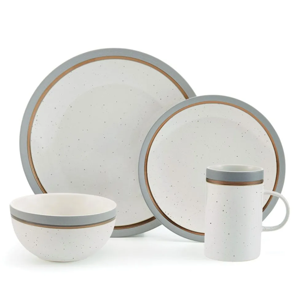 Ezra Grey 16 Piece Dinnerware Set, Service for 4
