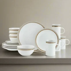 Ezra Taupe 16 Piece Dinnerware Set, Service for 4