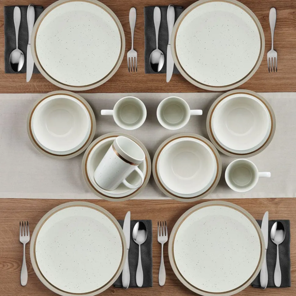 Ezra Taupe 16 Piece Dinnerware Set, Service for 4