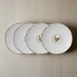 Farmhouse Hen Set of 4 Appetizer Plates