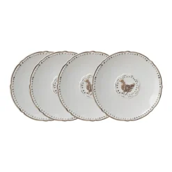 Farmhouse Hen Set of 4 Appetizer Plates