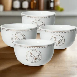 Farmhouse Hen Set of 4 Soup Cereal Bowls