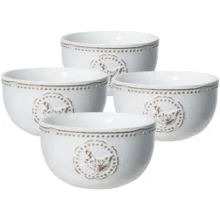 Farmhouse Hen Set of 4 Soup Cereal Bowls