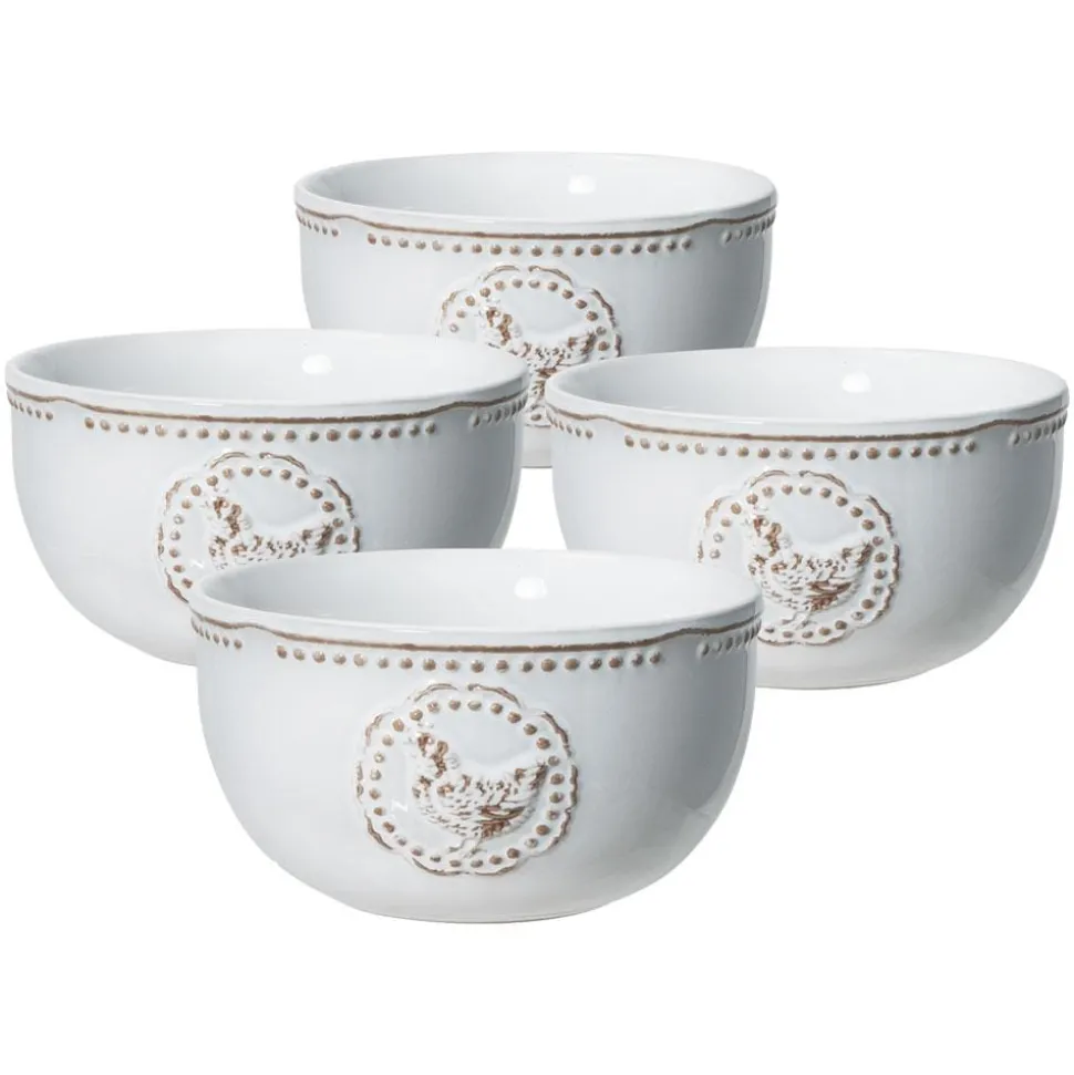 Farmhouse Hen Set of 4 Soup Cereal Bowls
