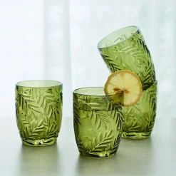 Fitz and Floyd Villa Palm Set of 4 Double Old Fashioned Glasses