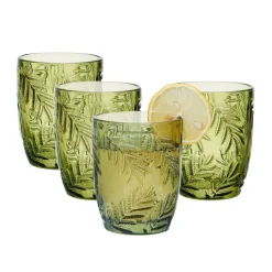 Fitz and Floyd Villa Palm Set of 4 Double Old Fashioned Glasses