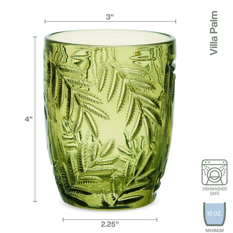Fitz and Floyd Villa Palm Set of 4 Double Old Fashioned Glasses