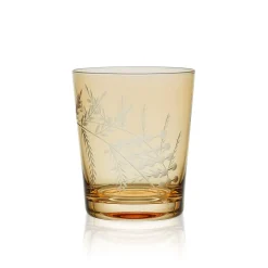 Fitz and Floyd Wildflower Double Old Fashioned Glasses Set of 4, Gold