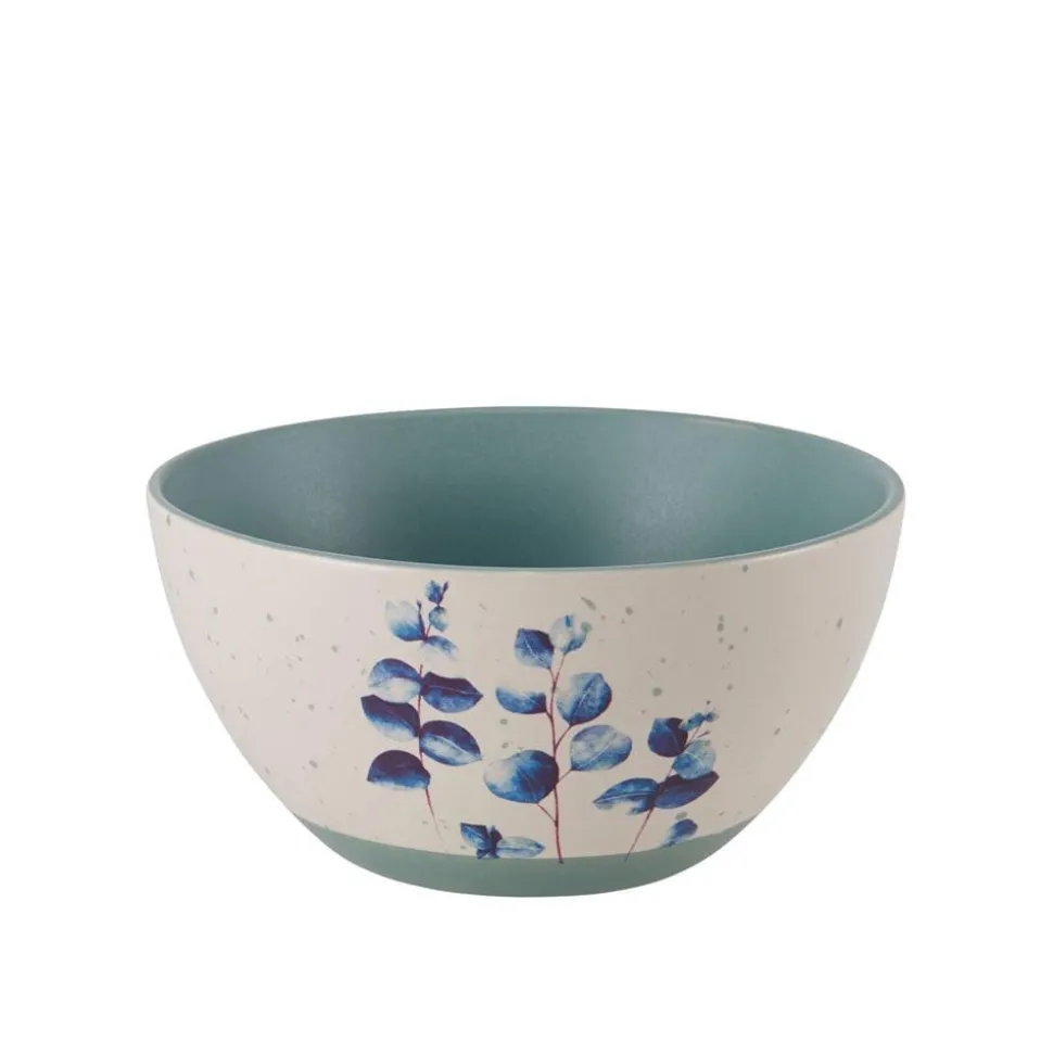 Floral Blue Set of 6 Soup Cereal Bowls, Assorted