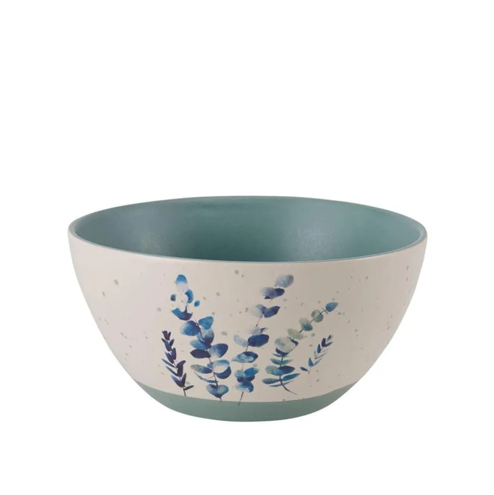 Floral Blue Set of 6 Soup Cereal Bowls, Assorted