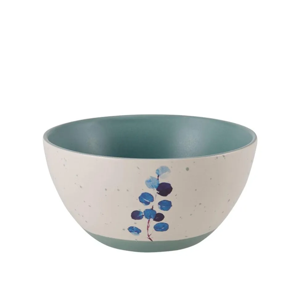 Floral Blue Set of 6 Soup Cereal Bowls, Assorted