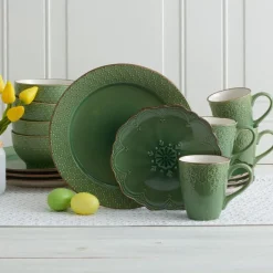 French Lace Green Dinnerware Set
