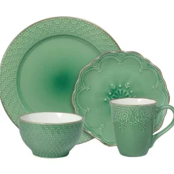 French Lace Green Dinnerware Set