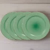 French Lace Set of 4 Green Dinner Plates