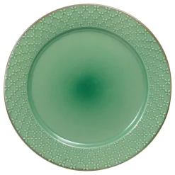 French Lace Set of 4 Green Dinner Plates