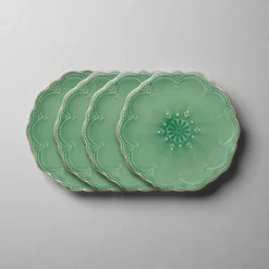 French Lace Set of 4 Green Salad Plates