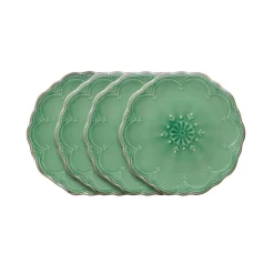 French Lace Set of 4 Green Salad Plates