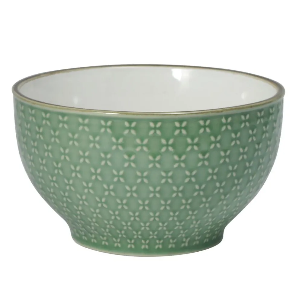 French Lace Set of 4 Green Soup Cereal Bowls