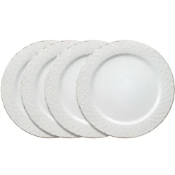 French Lace Set of 4 White Dinner Plates