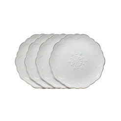 French Lace Set of 4 White Salad Plates