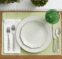 French Lace Set of 4 White Salad Plates
