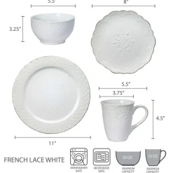 French Lace White Dinnerware Set