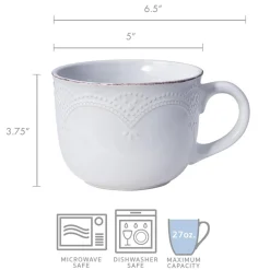 French Lace White Jumbo Soup Mug