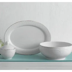 French Lace White Serve Bowl