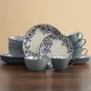 Gabriela Blue 16 Piece Dinnerware Set, Service for 4