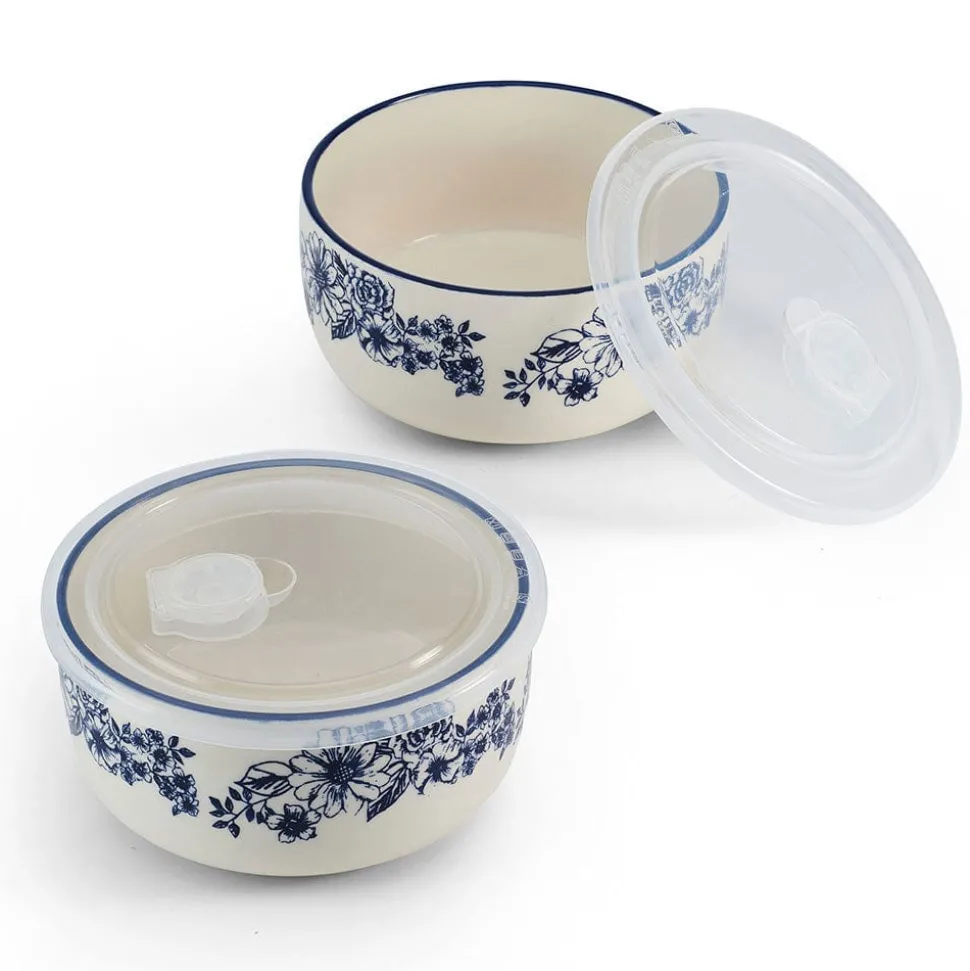Gabriela Blue Set of 2 Storage Bowls with Lids
